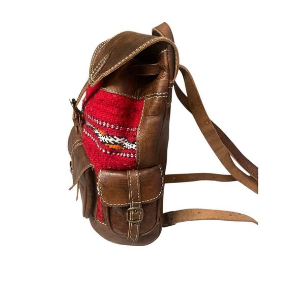 Moroccan leather backpack boho unisex main image 4